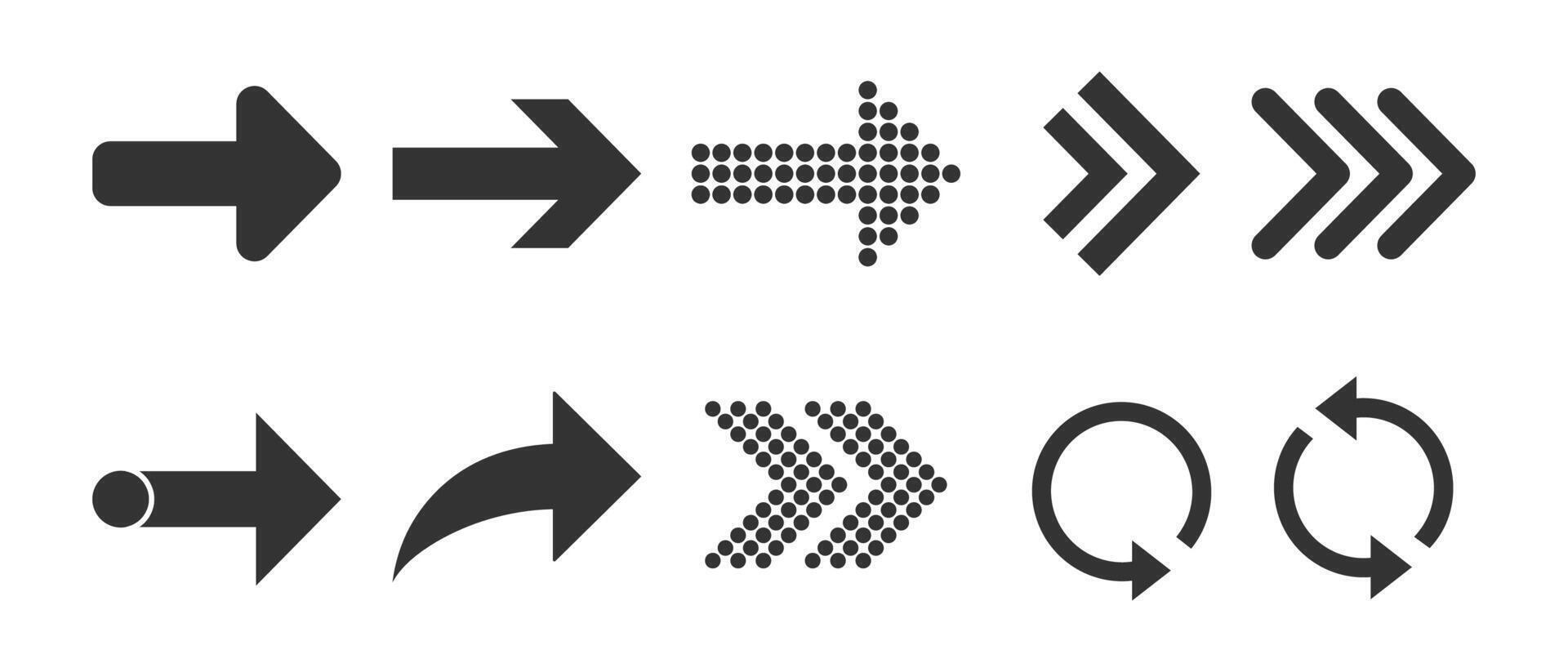 Arrow icon set. illustration, flat design. vector
