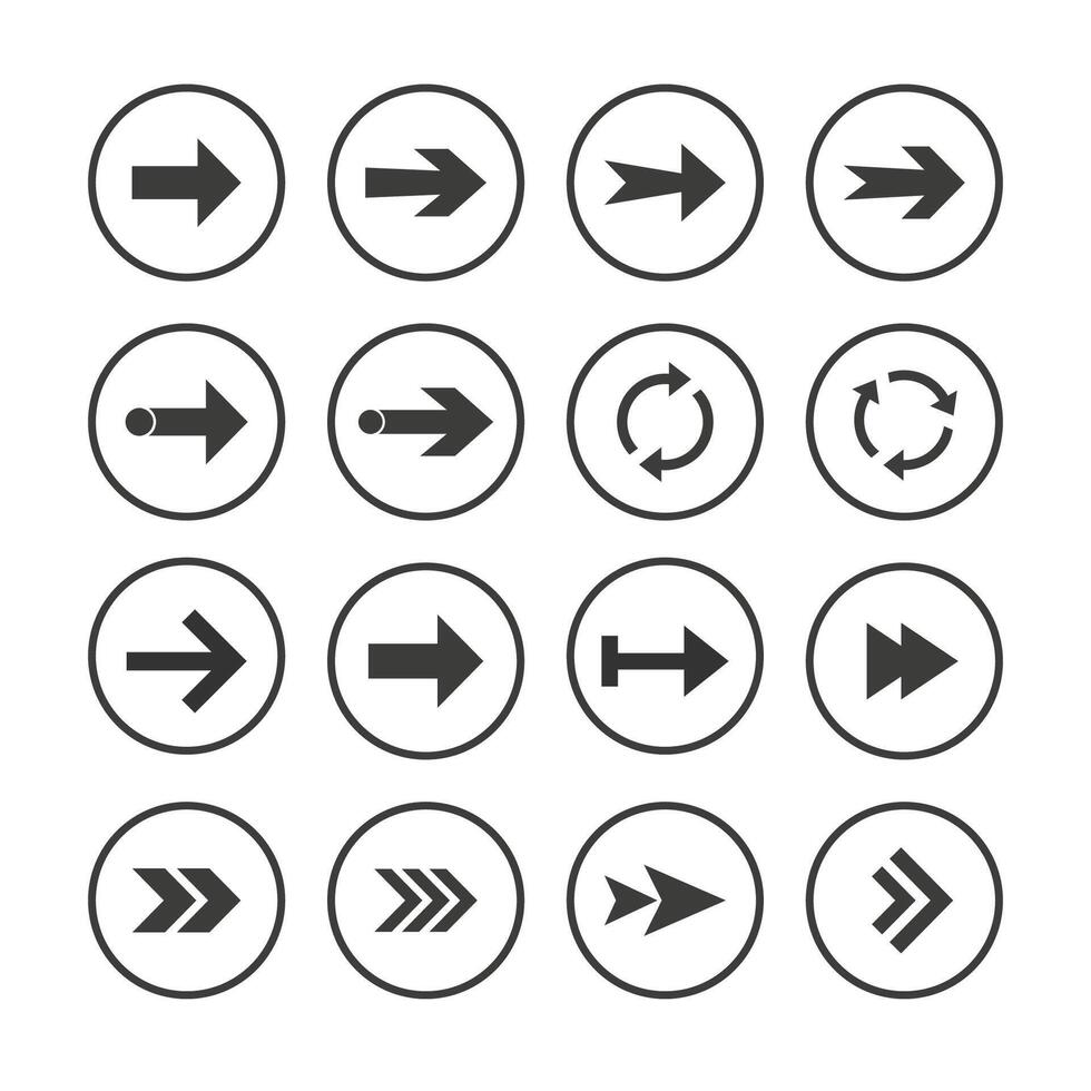 Arrow icon set. illustration, flat design. vector