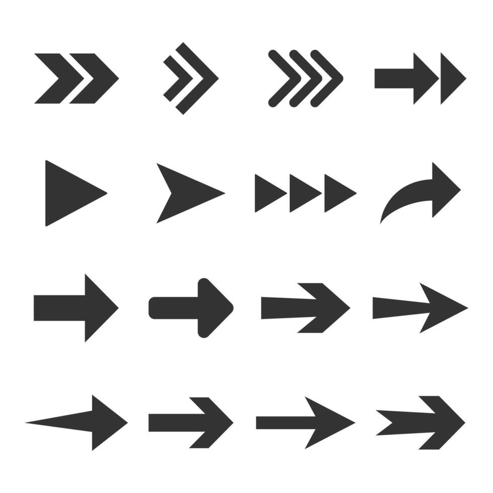 Arrow icon set. illustration, flat design. vector