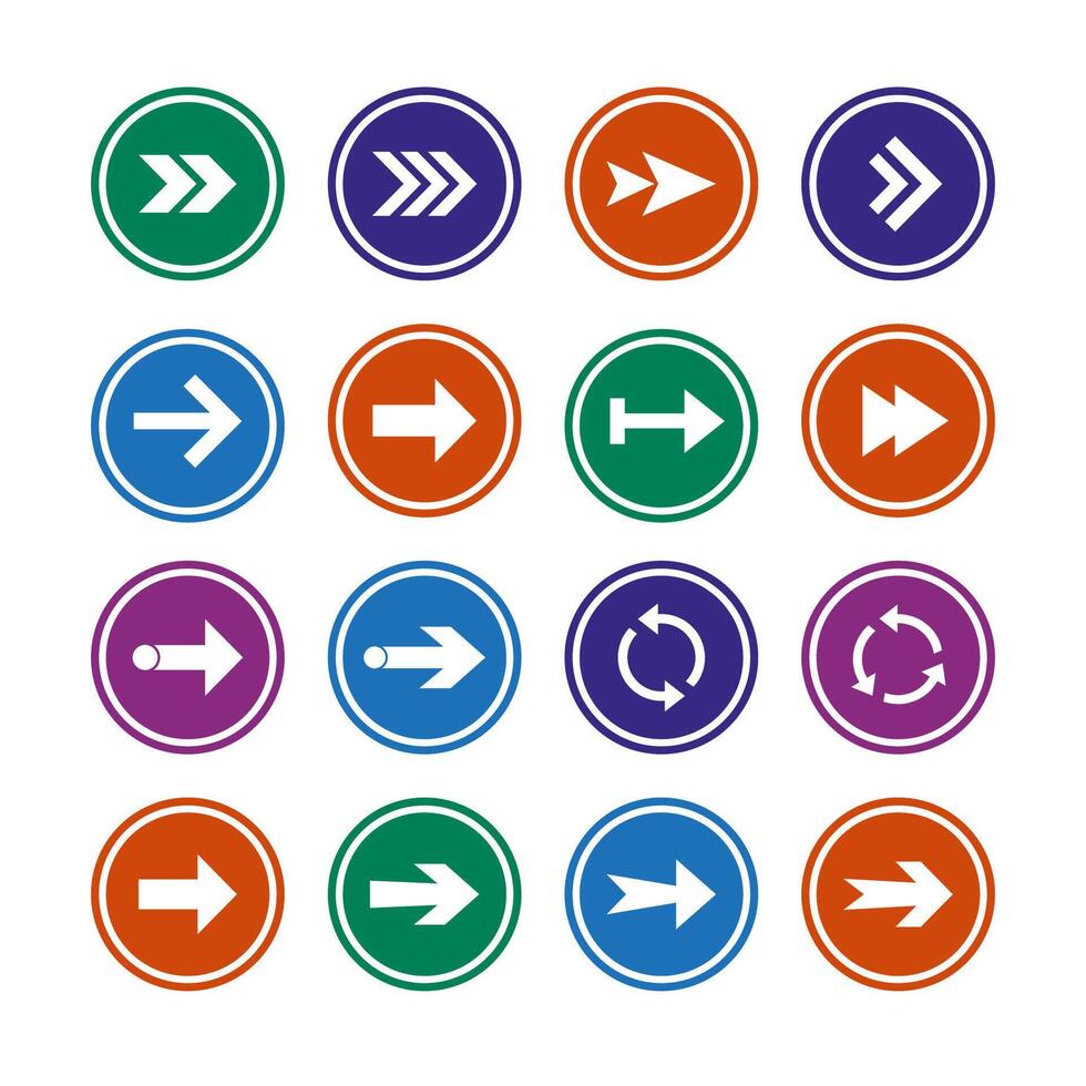 Arrow icon set. illustration, flat design. vector