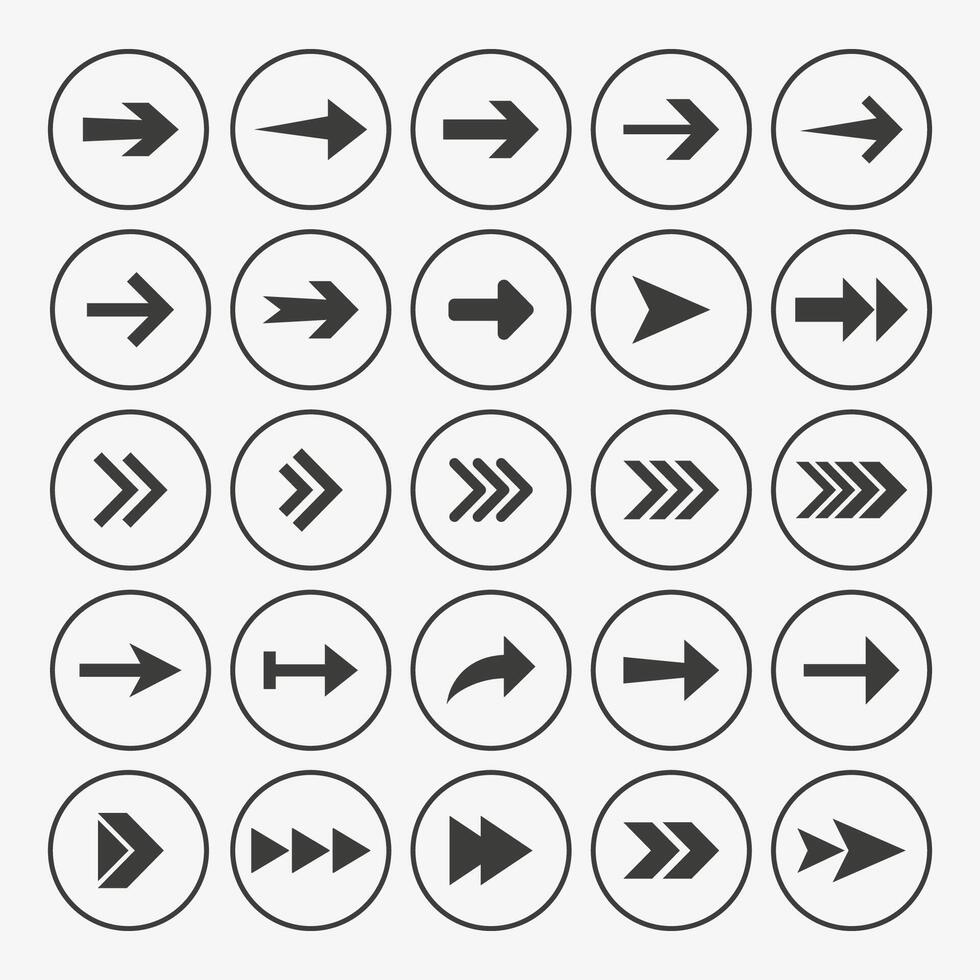 Arrow icon set. illustration, flat design. vector