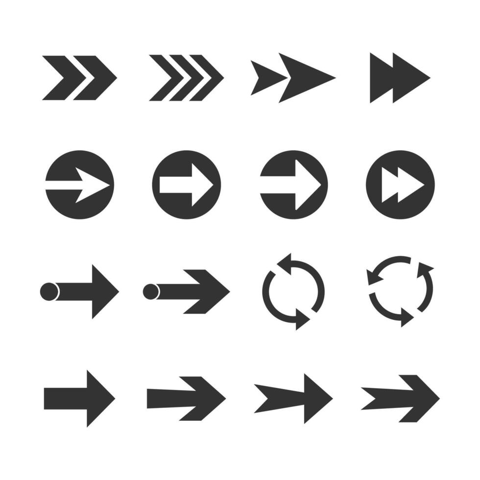 Arrow icon set. illustration, flat design. vector