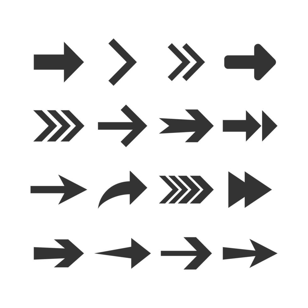 Arrow icon set. illustration, flat design. vector