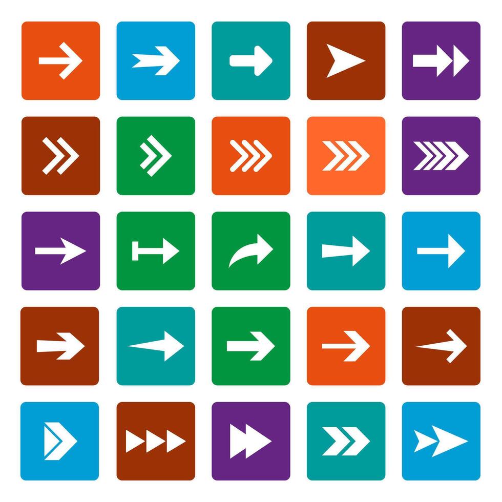 Arrow icon set. illustration, flat design. vector