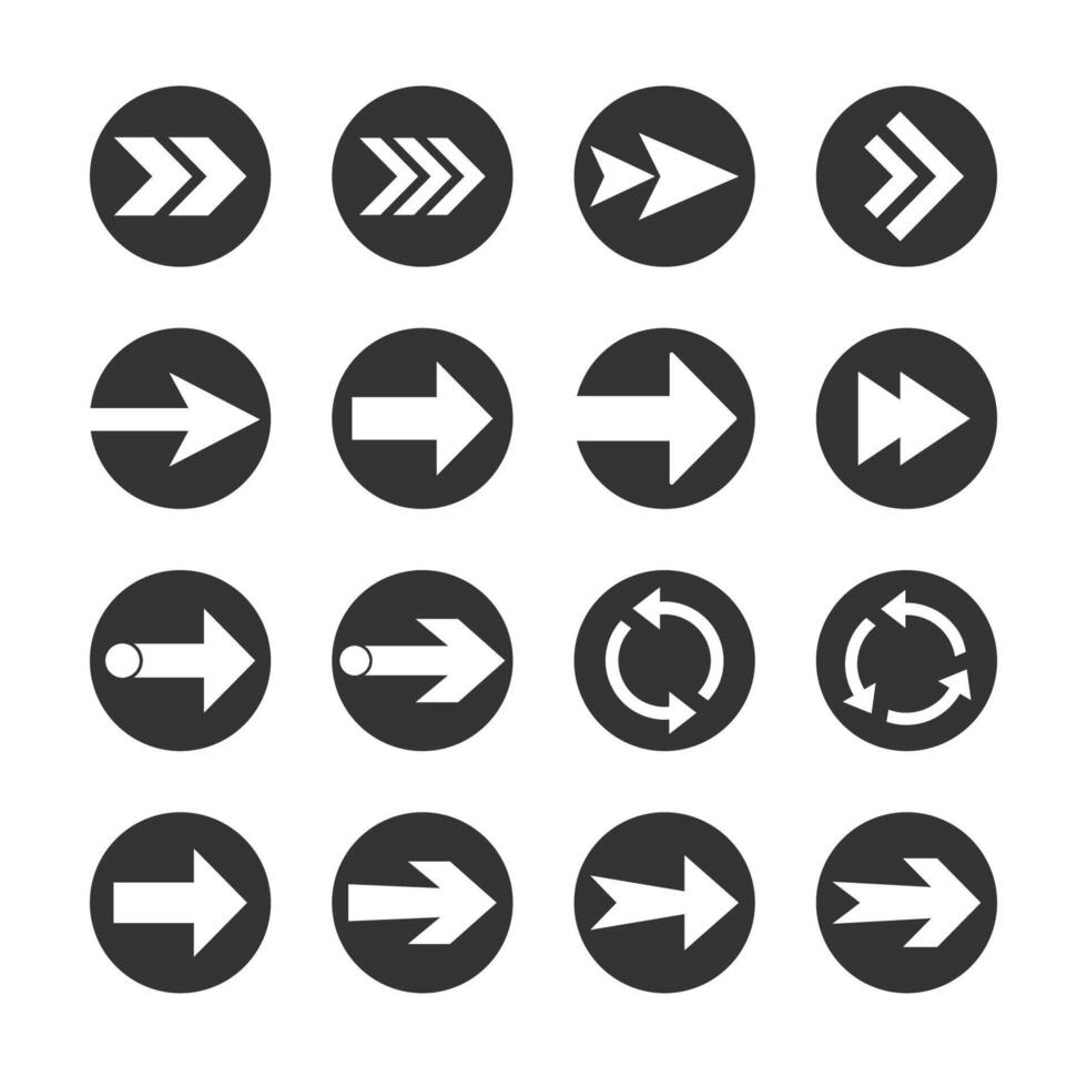 Arrow icon set. illustration, flat design. vector