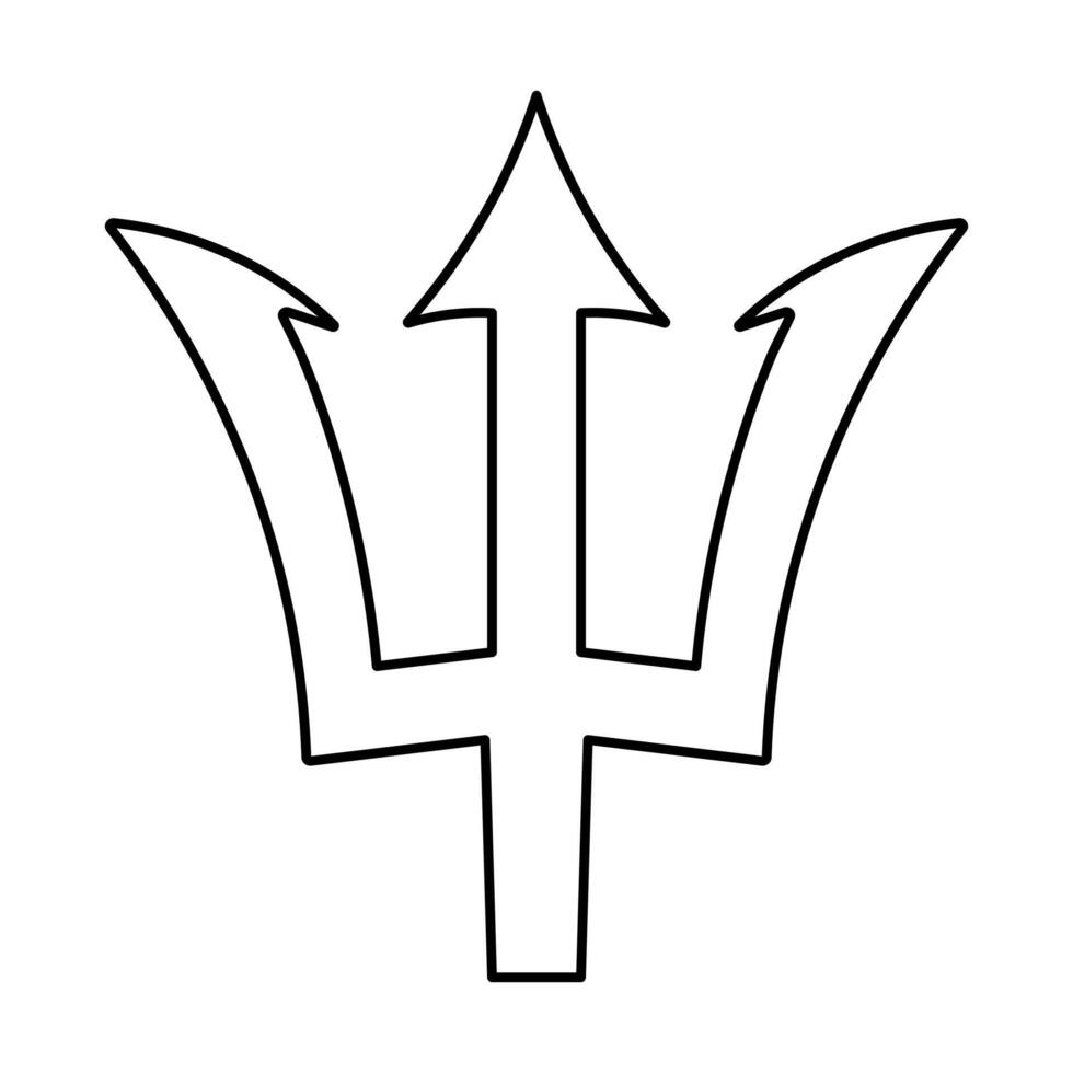 Barbados national outline symbol. Trident silhouette black sticker. Graphic template. vector
