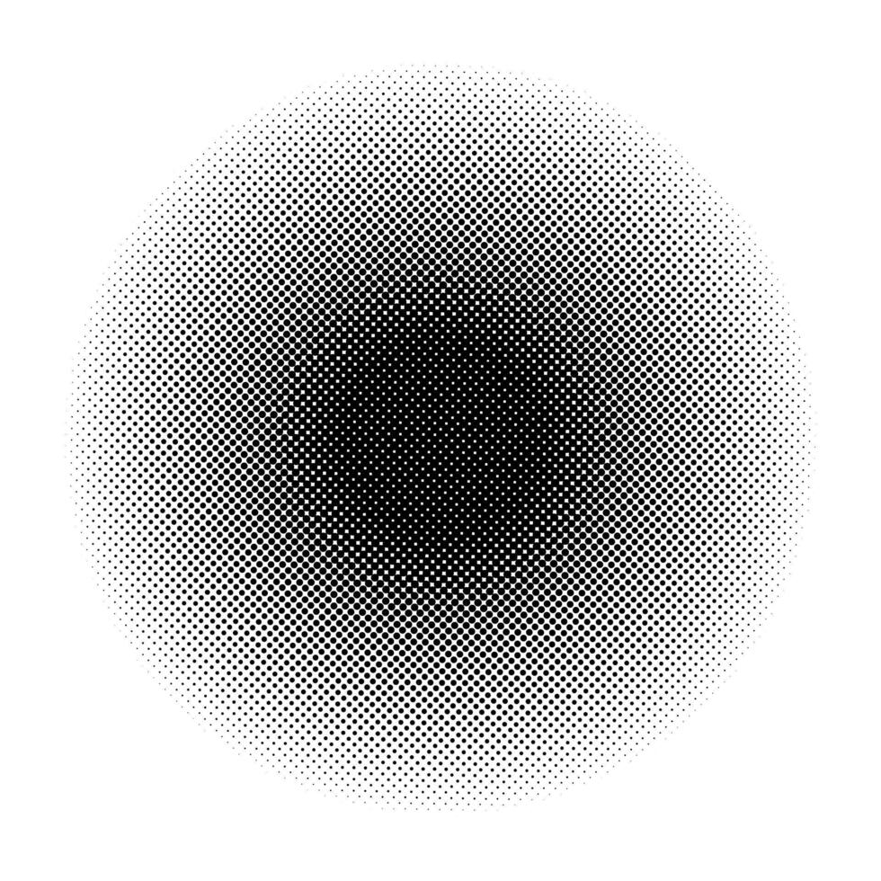 Halftone circle. Dotted monochrome gradient backdrop. Circular dotted background. Black Point round texture shape. Halftone dots simple pattern on a white background. vector