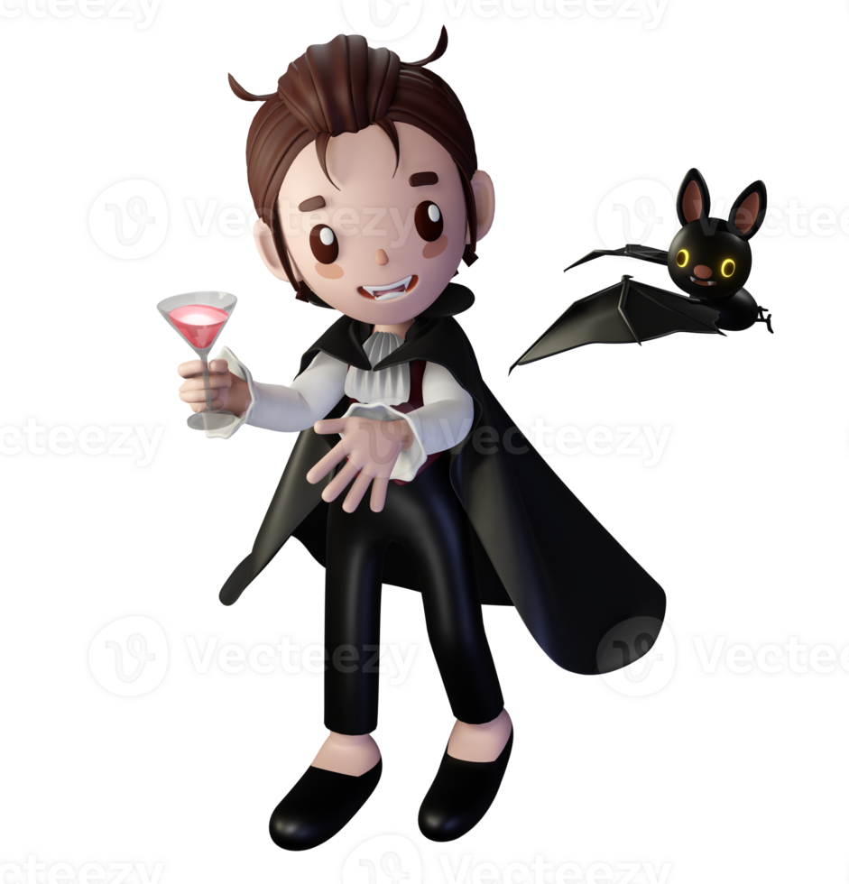 3D rendering illustration, vampire character, suitable for Halloween png