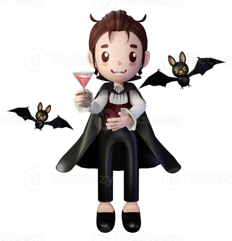 3D rendering illustration, vampire character, suitable for Halloween png