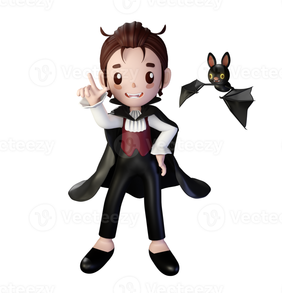 3D rendering illustration, vampire character, suitable for Halloween png