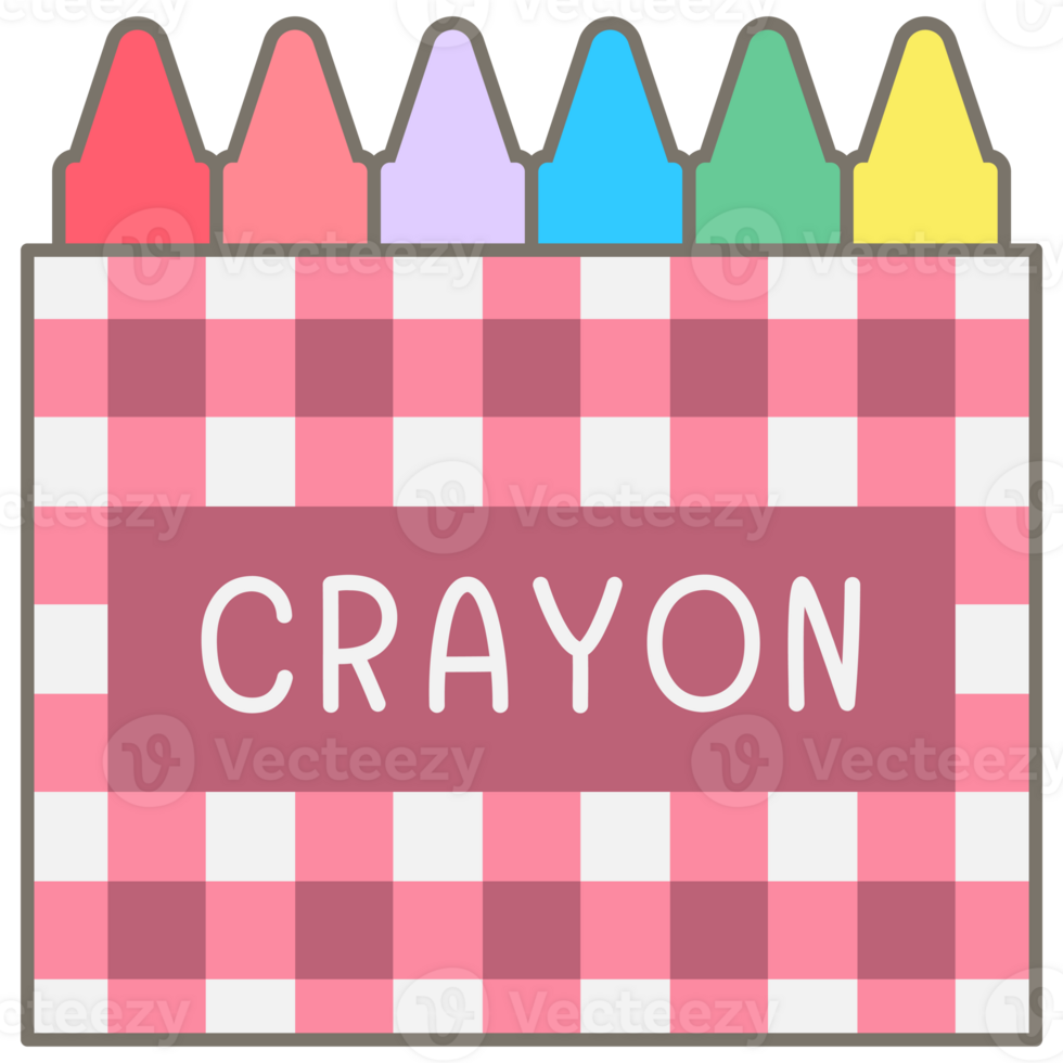 Cute kid pastel hand drawn back to school elements crayon box png