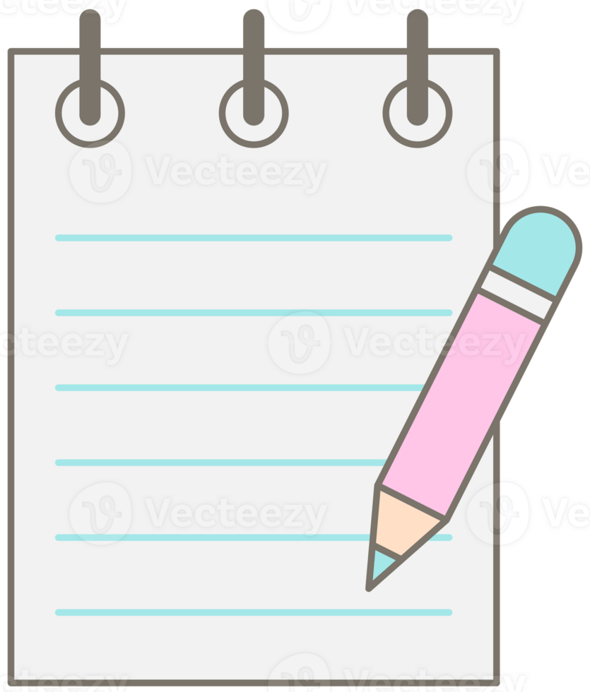 Cute kid pastel hand drawn back to school element note paper and pencil png