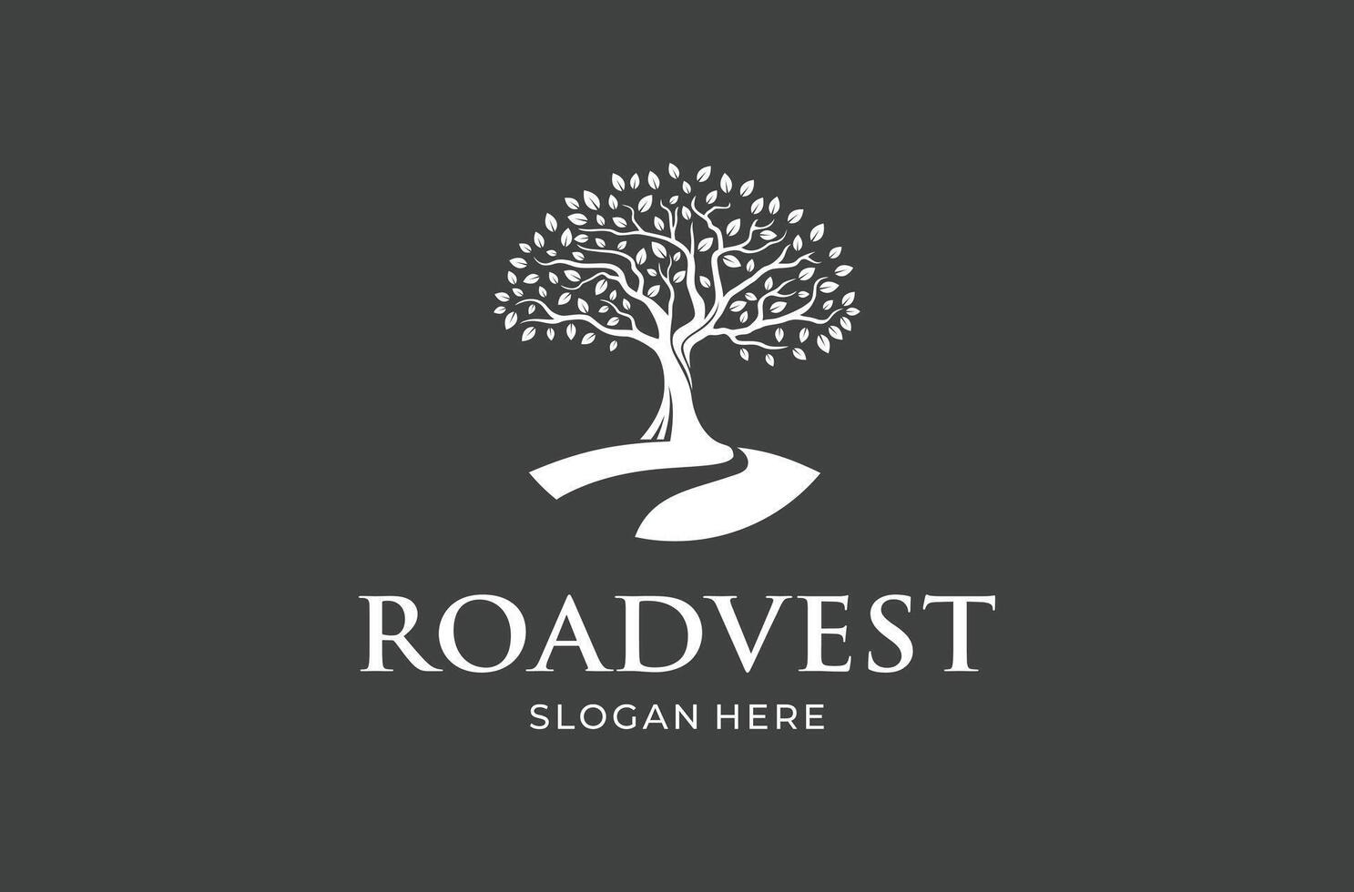 tree with road logo mark premium vector