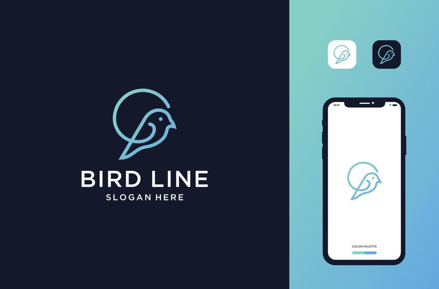 bird line art logo design premium vector