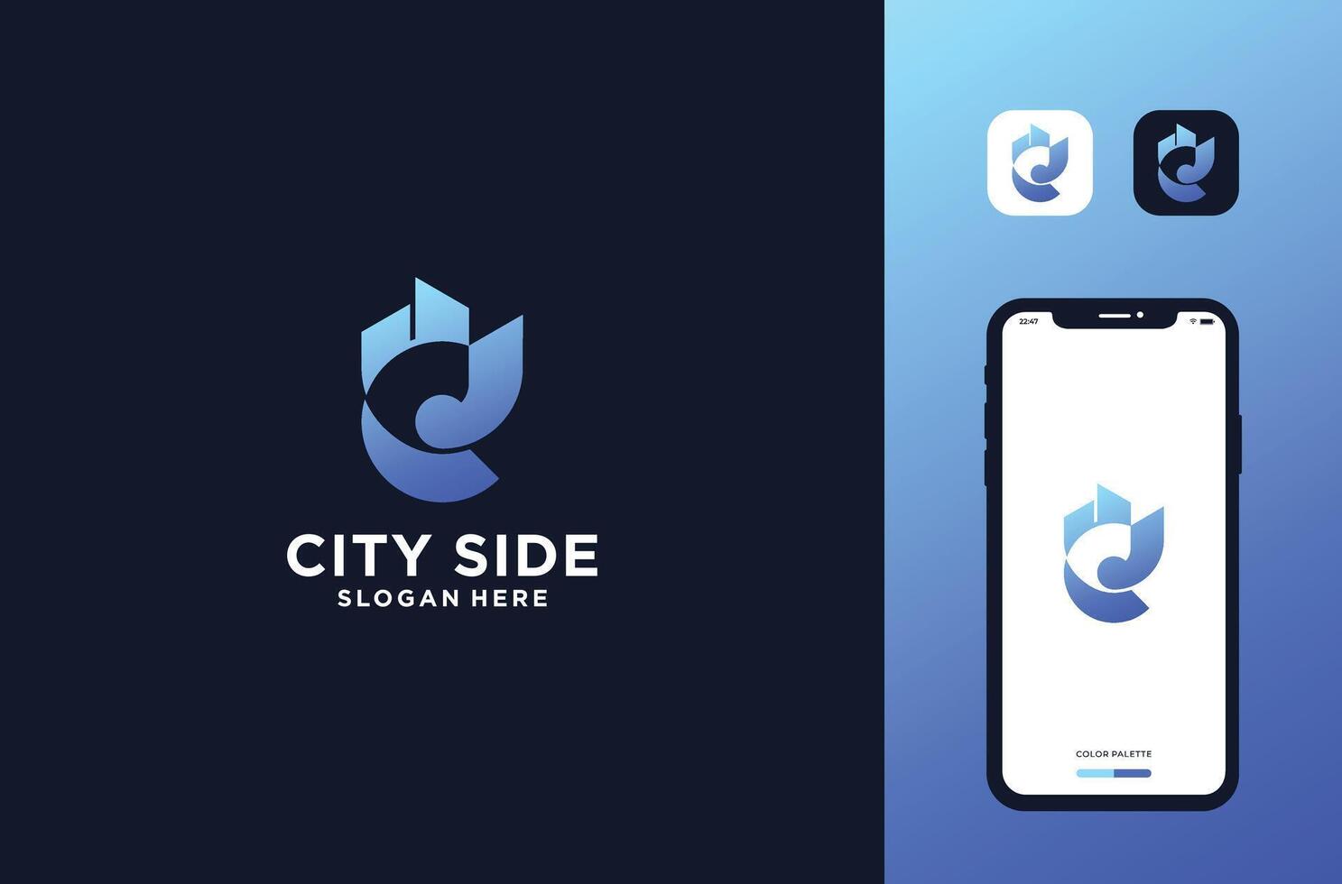 initial c with building town logo design inspirations vector