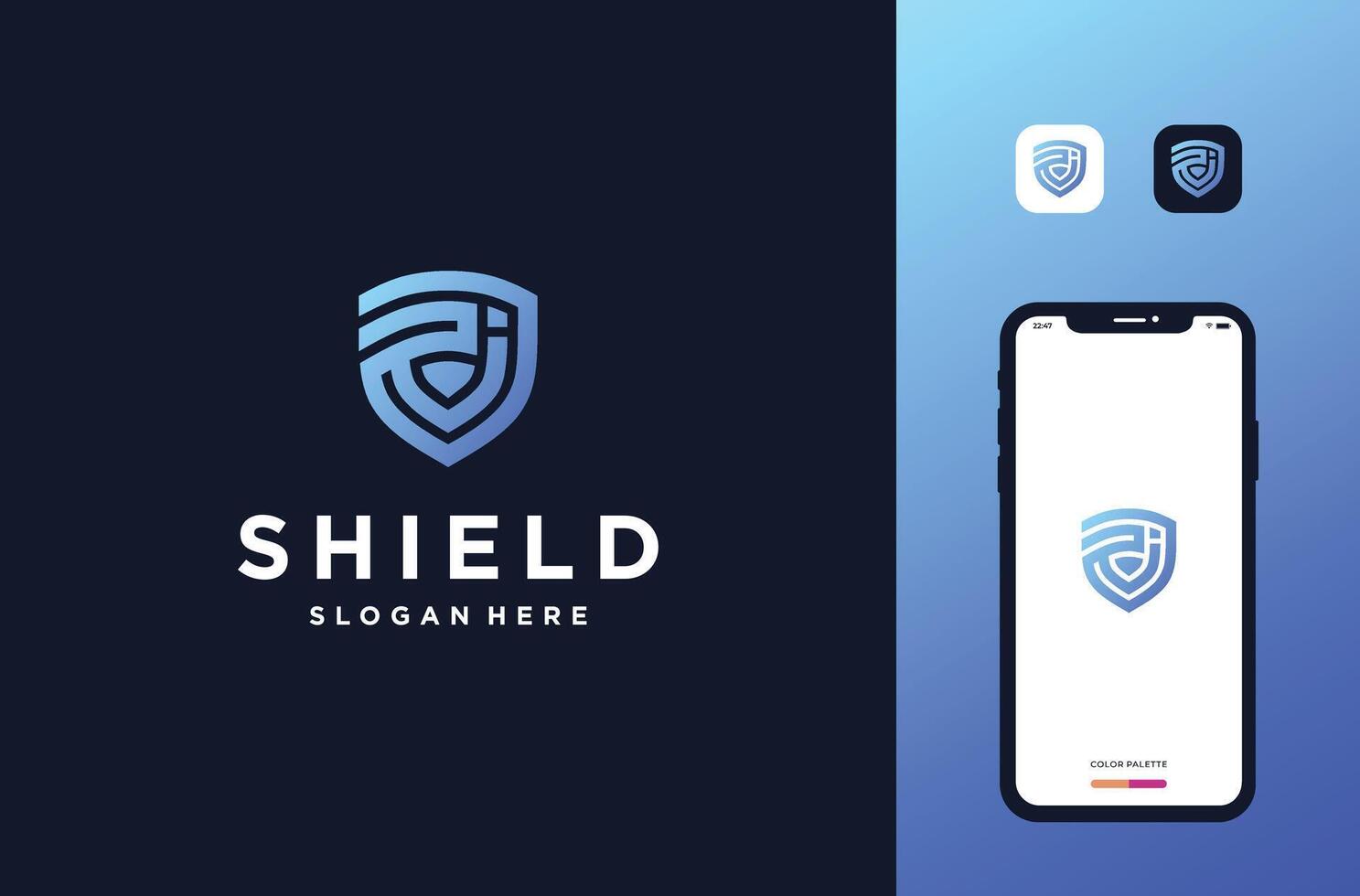 shield with letter r logo design vector