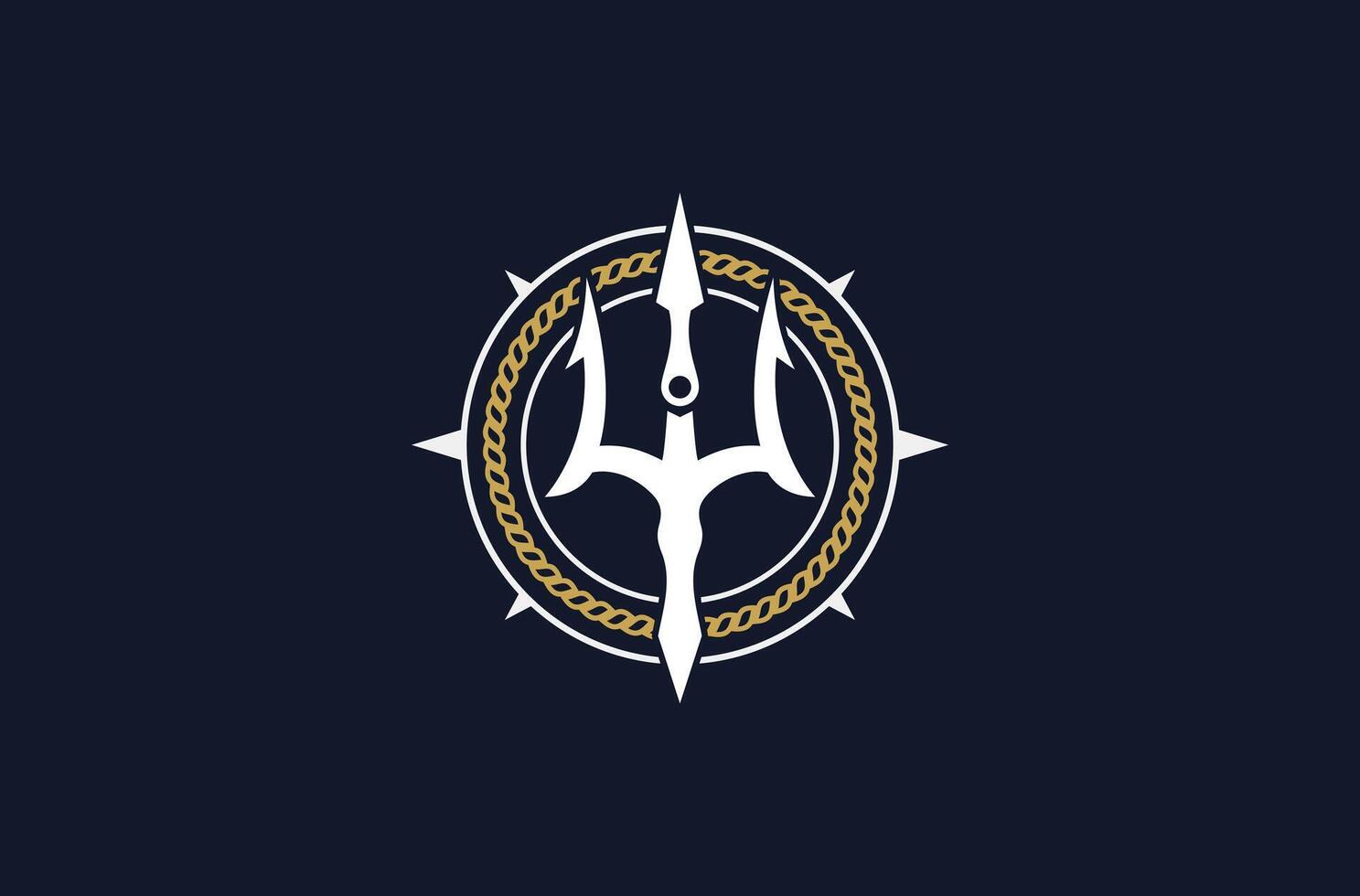 trident, compass, rope logo combination premium vector