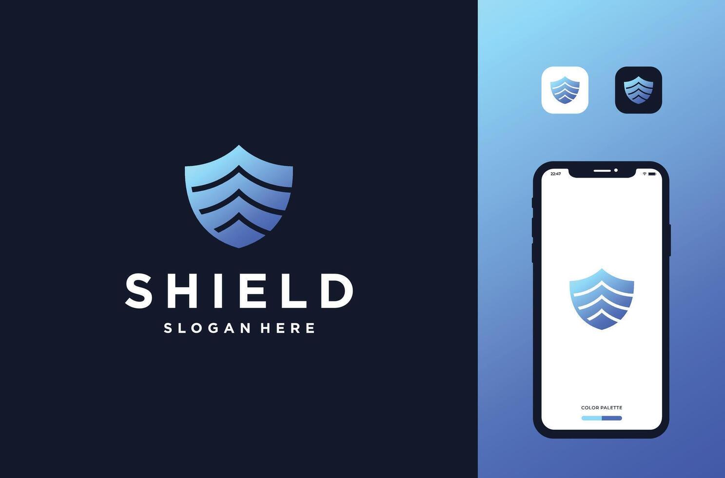 shield wave logo mark premium vector