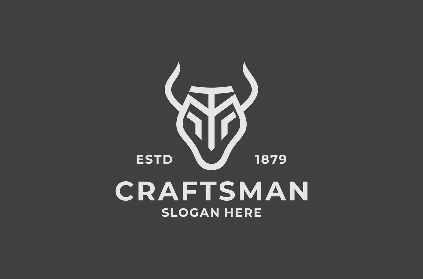 horn cow logo mark premium vector
