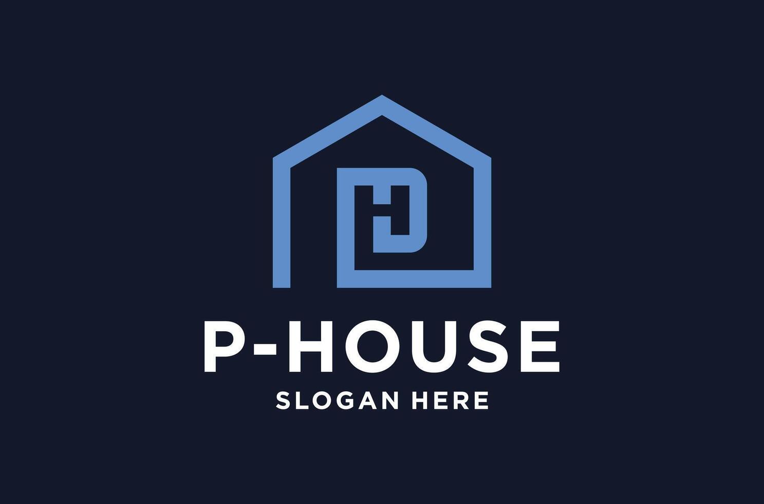 initial p and h combine with house logo design premium vector