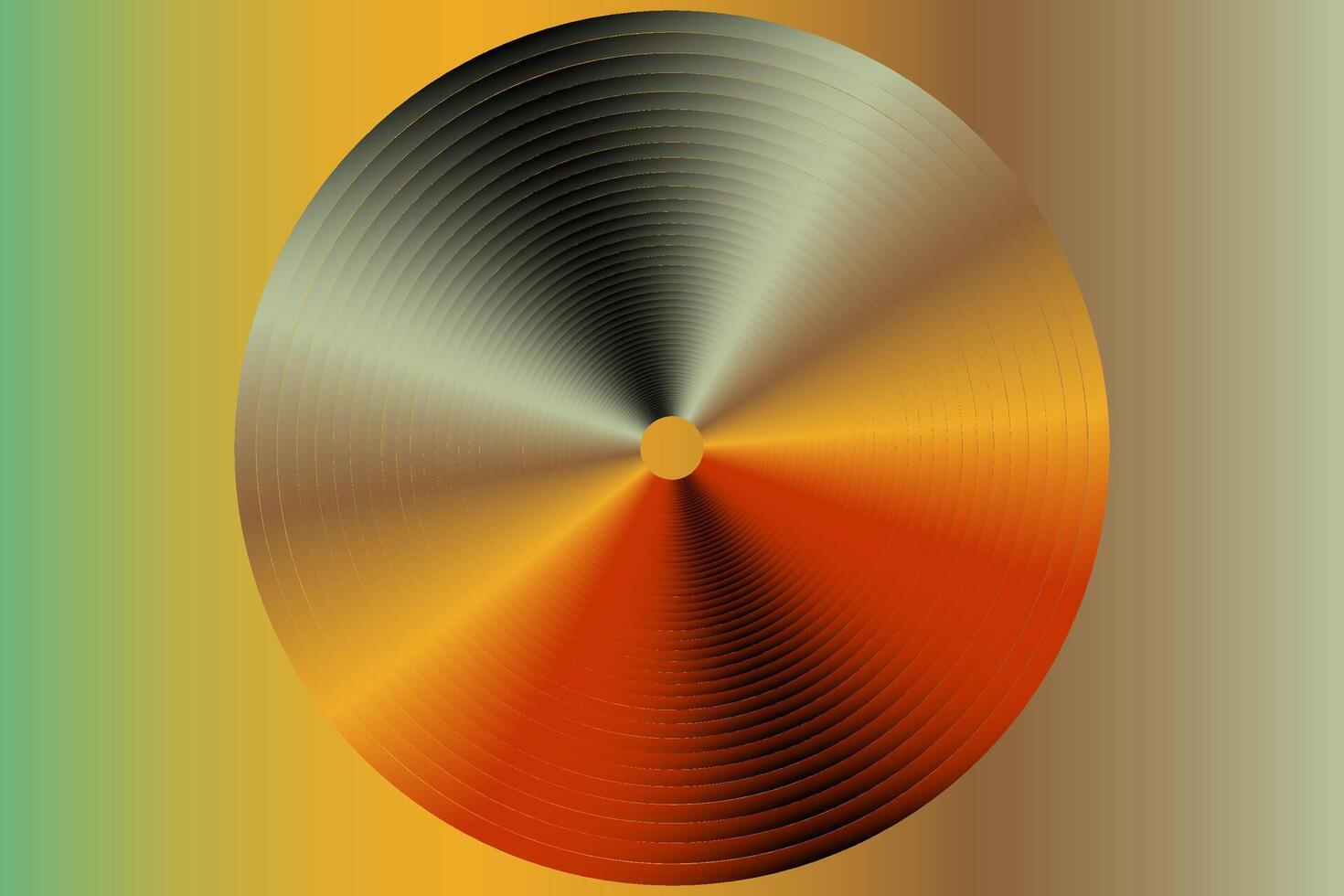 a circular object with a yellow, orange and green background vector