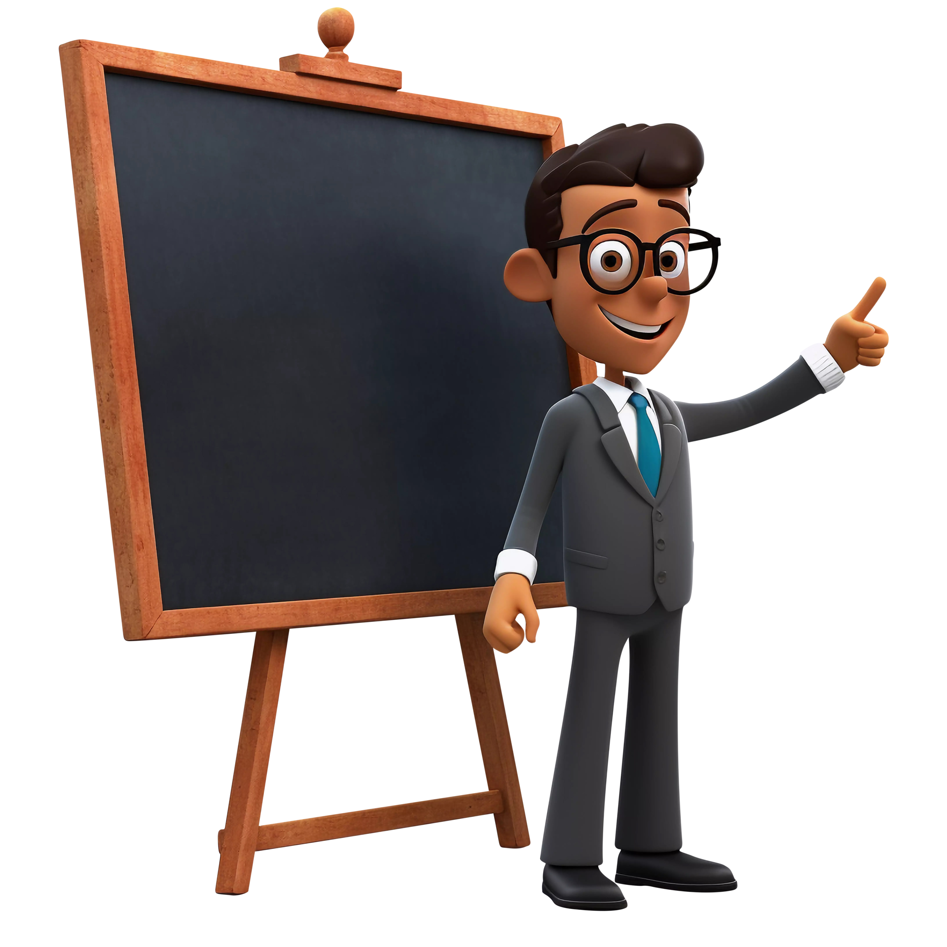 3D Cartoon Style Illustration Of A Teacher Standing In Front Of School 3d Cartoon Style Illustration Of A Teacher Standing In Front Of School Blackboard Cute Character For Back To School Projects Or Educational Media Posts Png