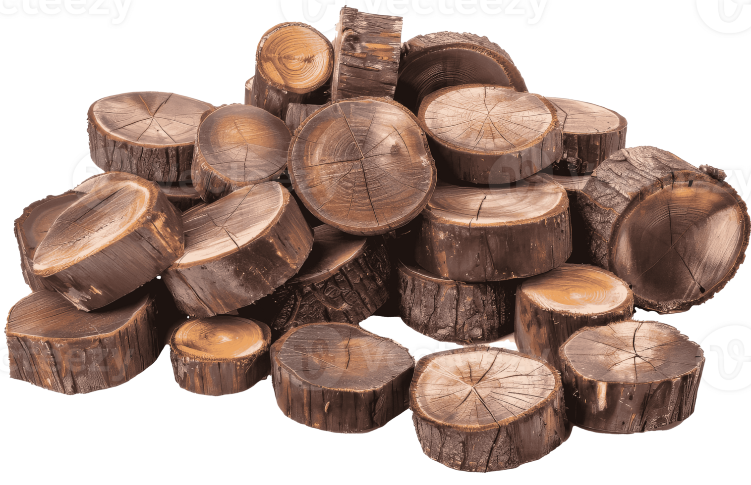 Stack of Natural Wood Slices, cutout transparent png