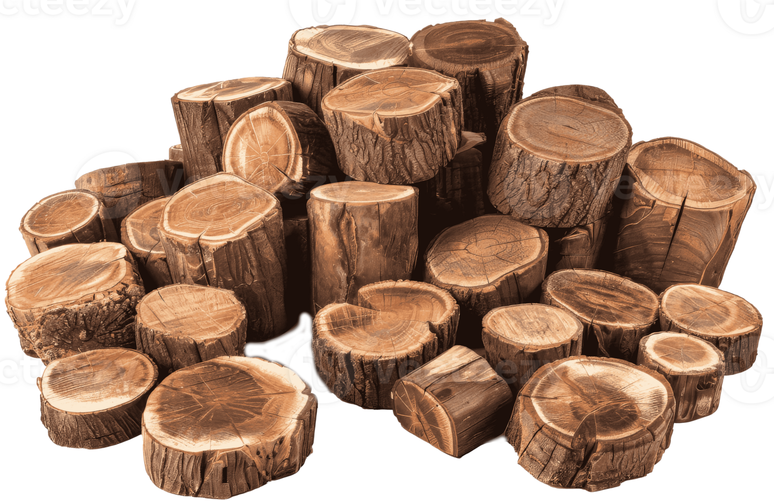 Stack of Natural Wood Slices, cutout transparent png