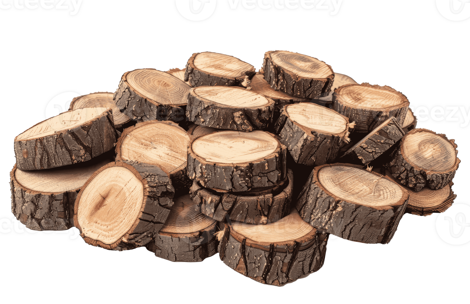 Stack of Natural Wood Slices, cutout transparent png
