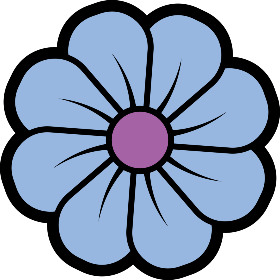 Hippy groovy daisy flowers retro style Illustration png