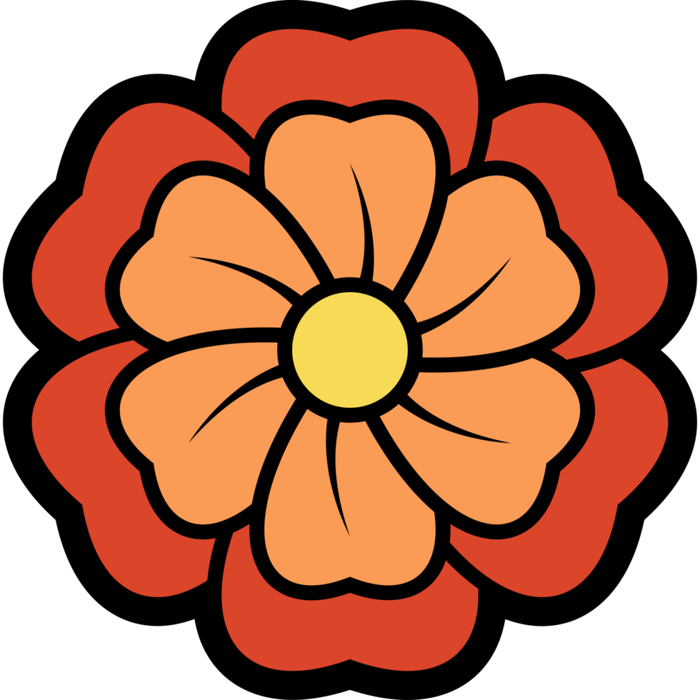 Hippy groovy daisy flowers retro style Illustration png
