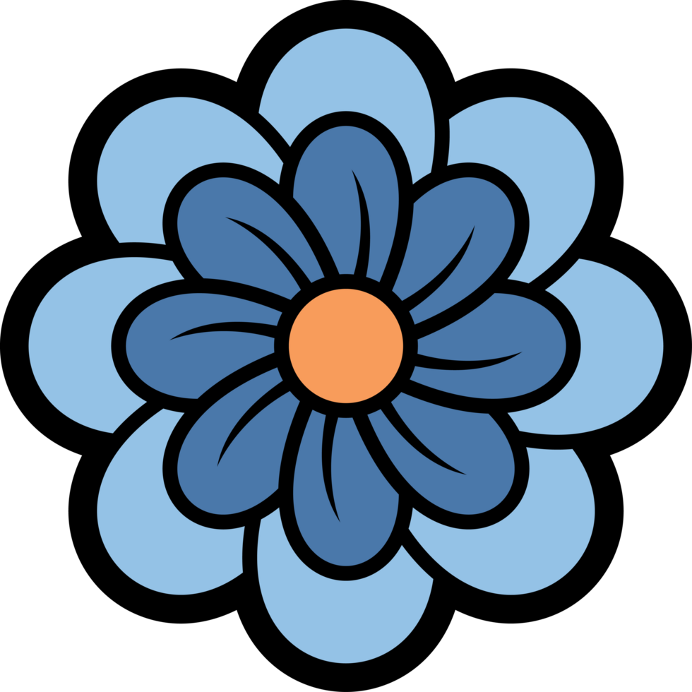 Hippy groovy daisy flowers retro style Illustration png