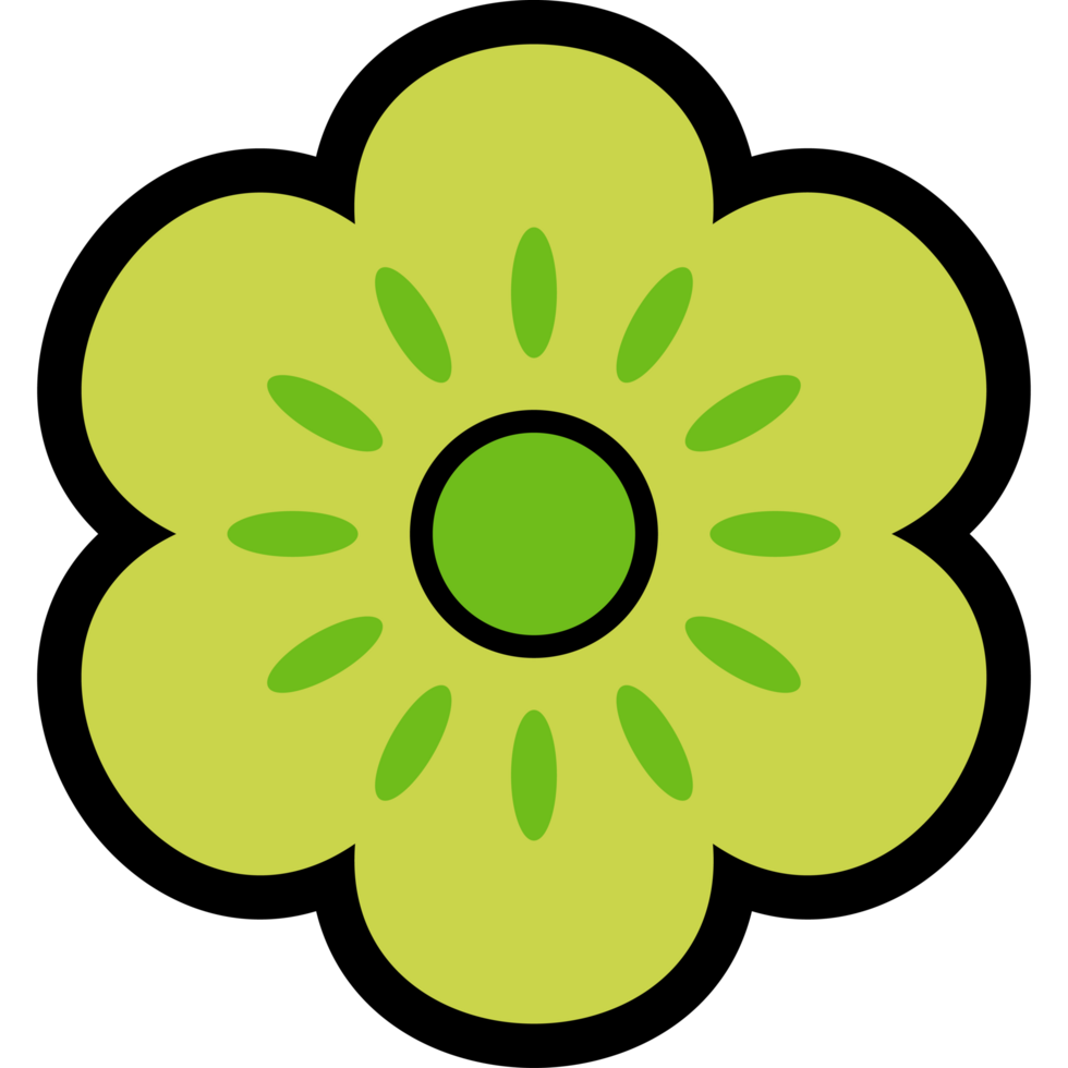 Hippy groovy daisy flowers retro style Illustration png