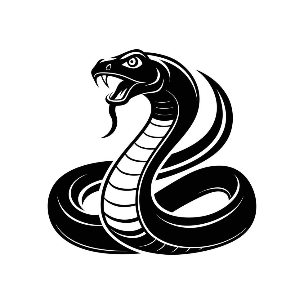 snake silhouette logo design template black and white vector