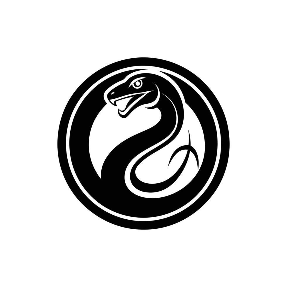 snake silhouette logo design template black and white vector