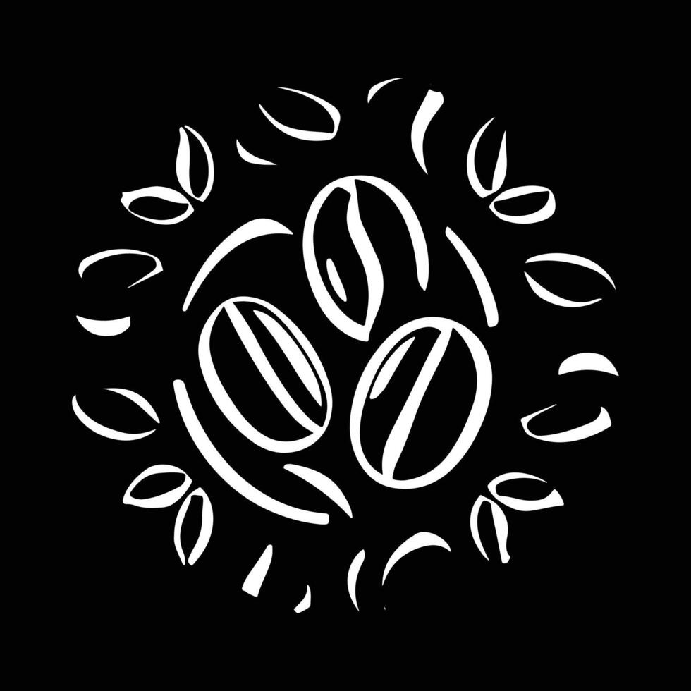 coffee beans silhouette icon logo design black and white vector