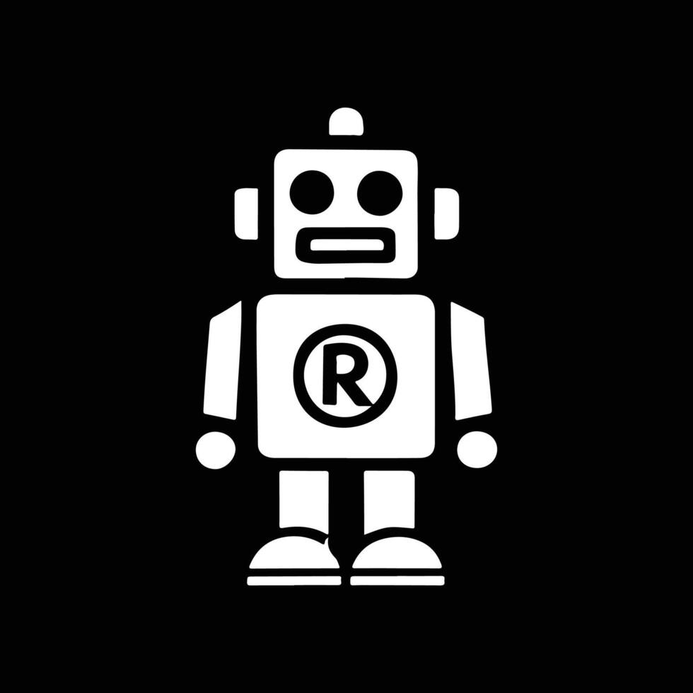 robot silhouette logo design black and white vector