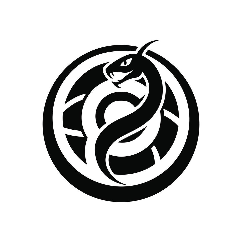 snake silhouette logo design template black and white vector