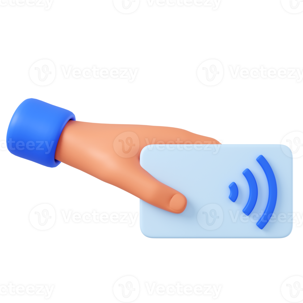 Nfc card 3d illustration. a hand hold nfc card png