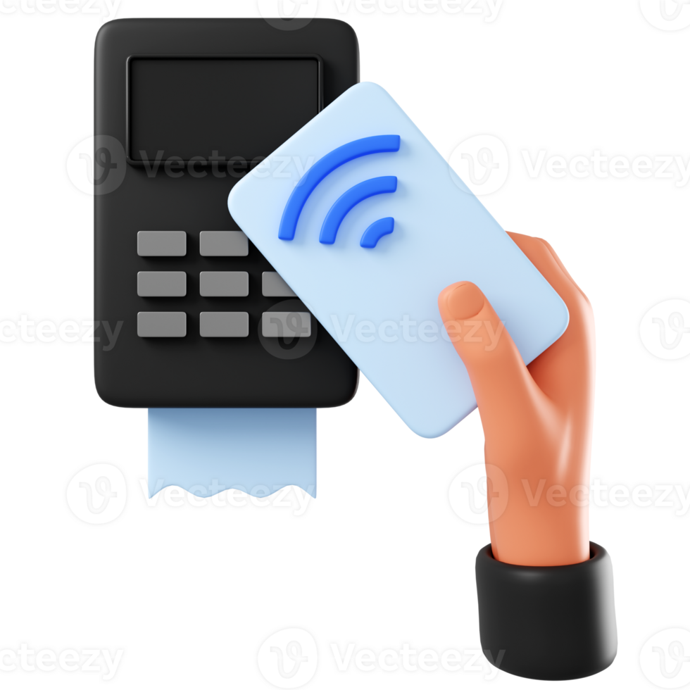 NFC card payment 3d illustration. png
