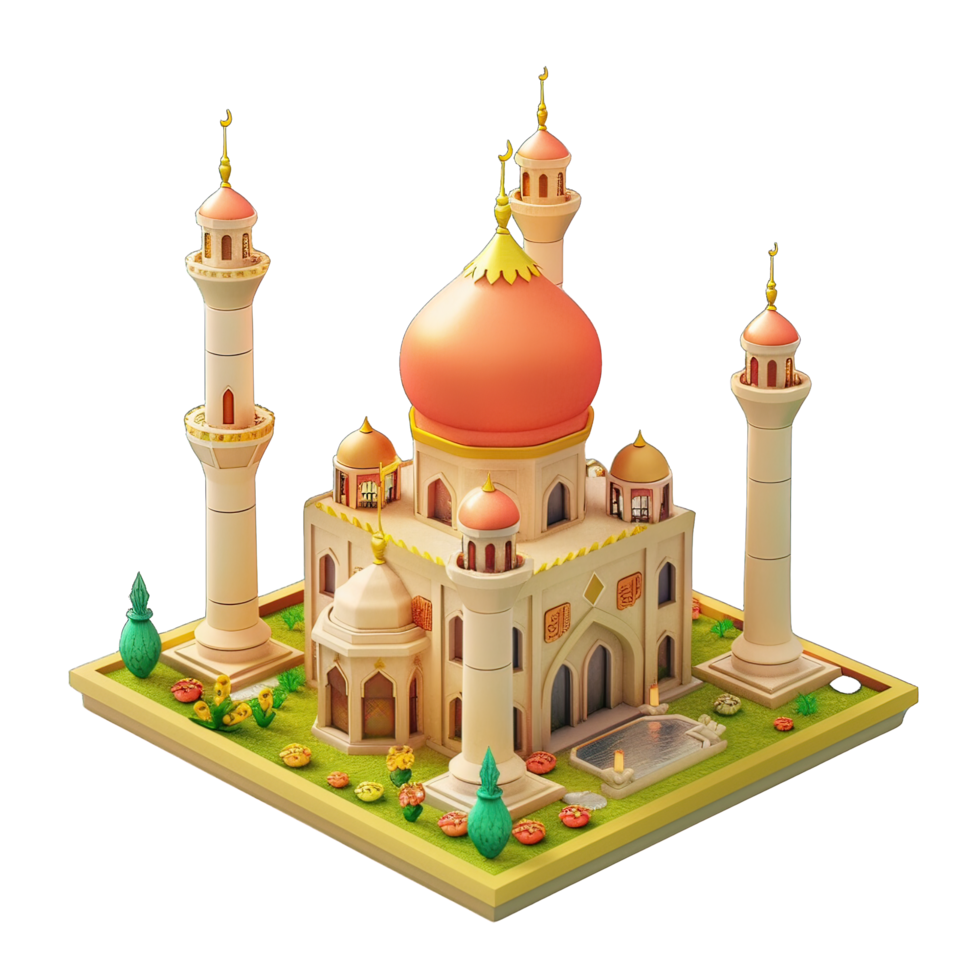 3d isometric of mosque png