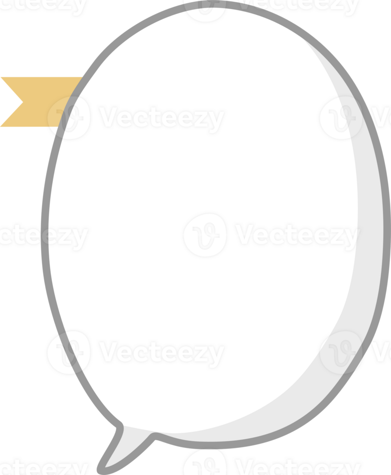 black and white color speech bubble balloon with bookmark ribbon, icon sticker memo keyword planner text box banner png