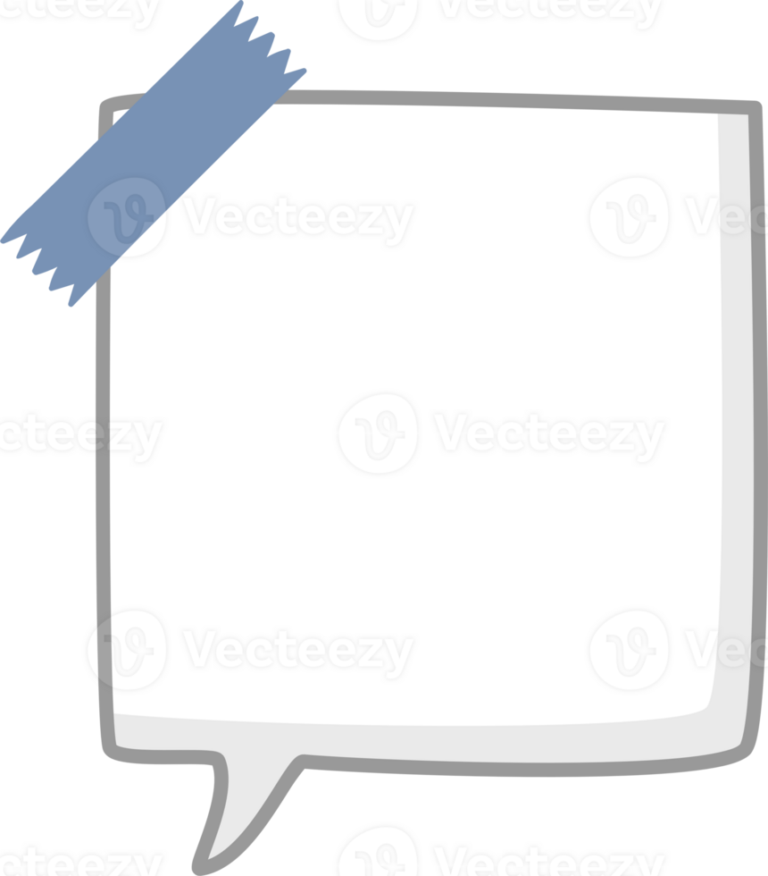 black and white color speech bubble balloon with tape, icon sticker memo keyword planner text box banner png