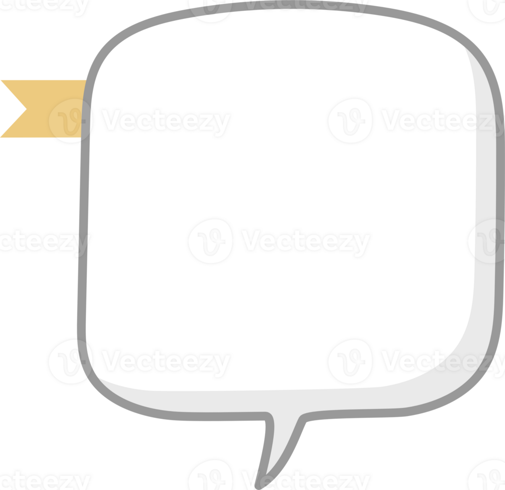 black and white color speech bubble balloon with bookmark ribbon, icon sticker memo keyword planner text box banner png