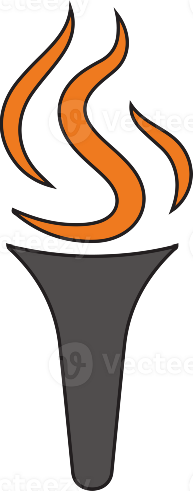 A flame is drawn in the middle of a black and orange circle png