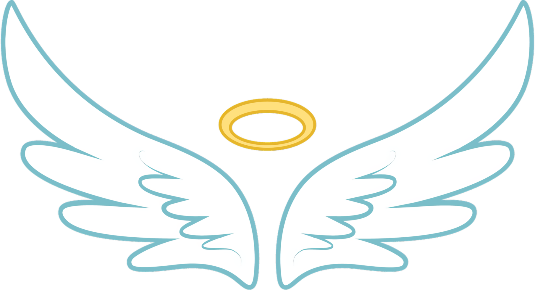 The wings of a bird are shown in transparent background with a yellow ring at the top png