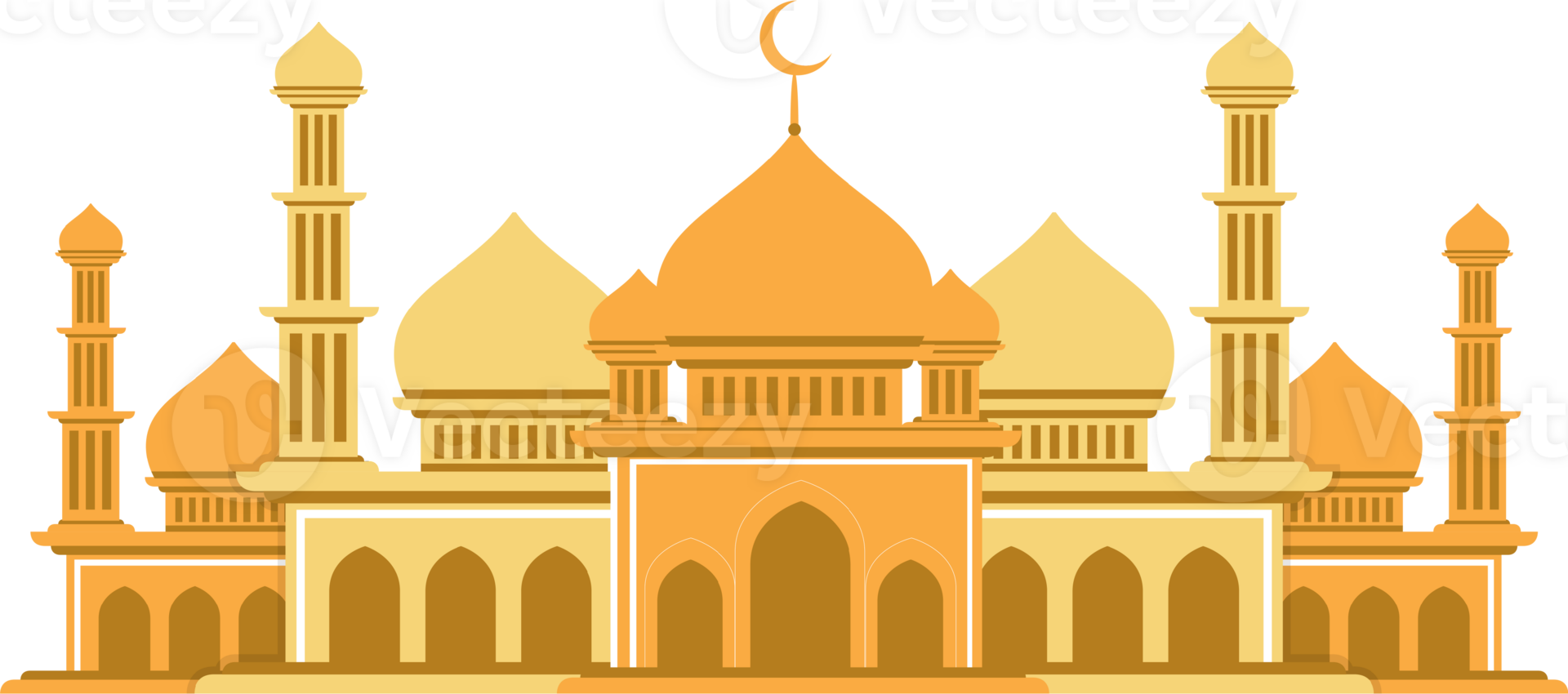 A large building with a dome and a crescent moon on top, golden mosque png