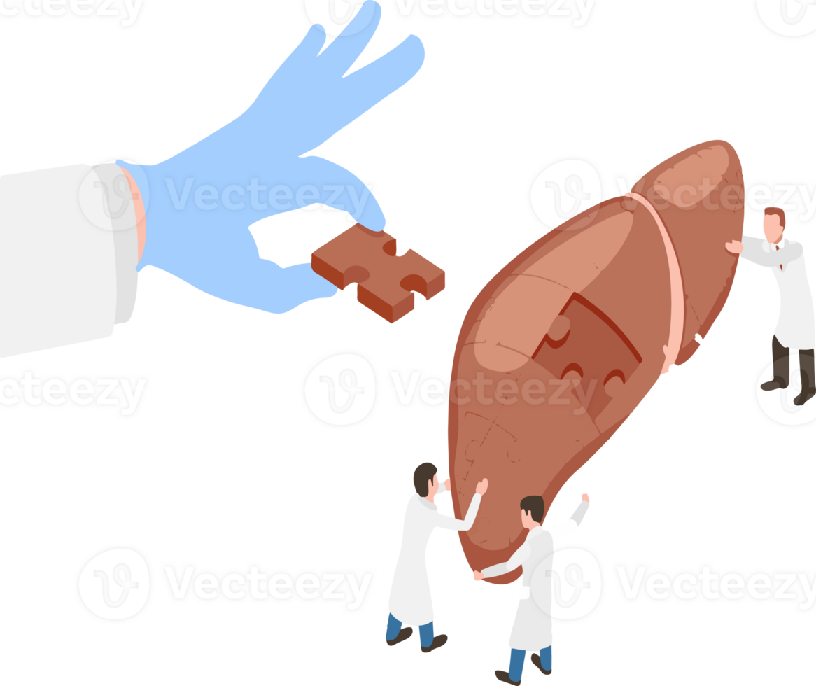 A group of doctors are working together to put a puzzle together png