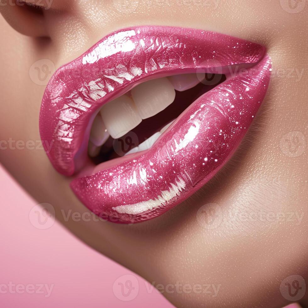 beautiful woman perfect lips photo