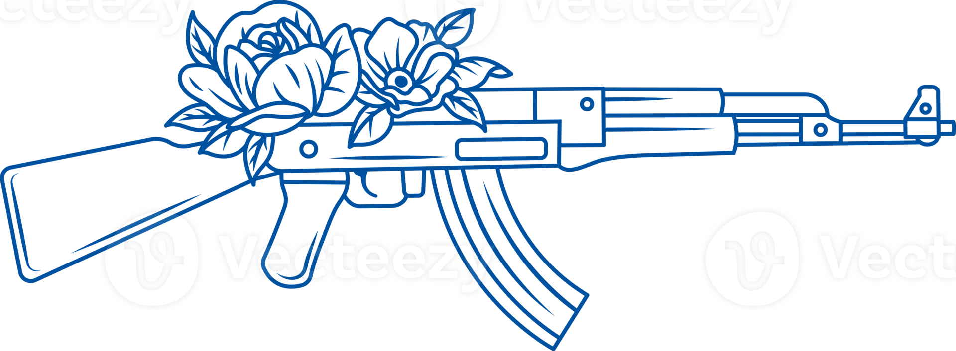 Rapid-fire rifle from firearms store is decorated with flowers, symbolizing willingness to fight png